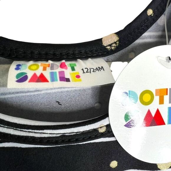 NEW Dot Dot Smile Holiday Colorblock Print Cap Sleeve Dress 12-24M - Picture 4 of 7